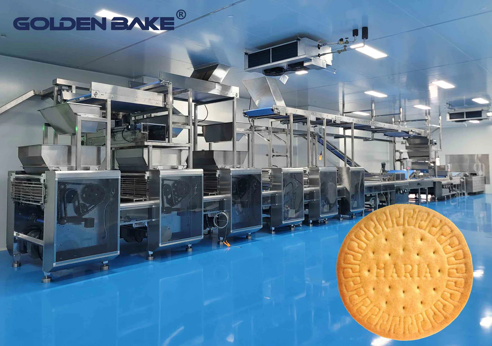 Golden Bake Automatic Marie Biscuit Production Line Hard Cookie Making Process